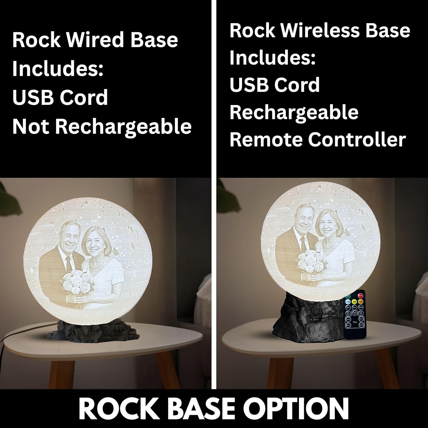 Personalized Anniversary Moon Lamp with Photo & Text - Couple Night Light - Custom Love Lamp for 1st, 20th, 25th, 50th Wedding Anniversary | Romantic Personalized Gift for Husband or Wife