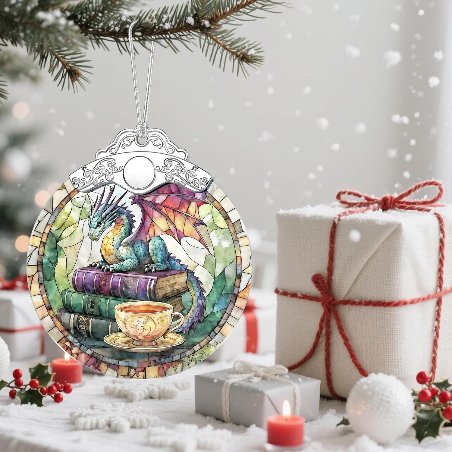 Christmas Ornaments, Christmas Decorations for Tree, Keepsake Ornaments, Holiday Ornament, Holiday & Xmas Gifts, Gifts for Dragon Lovers, Fantasy Lovers & Bookworms - Dragon-Theme