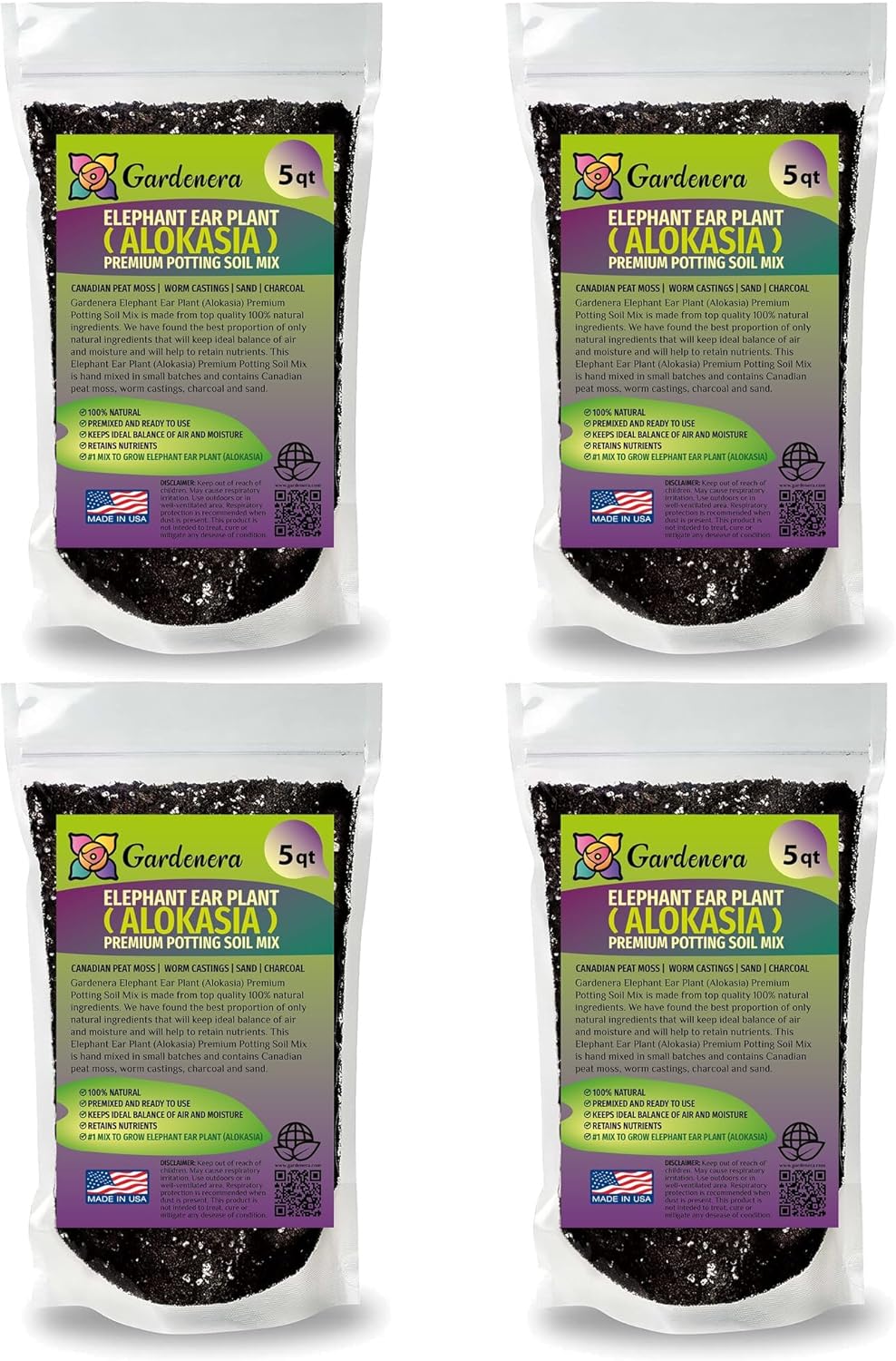Gardenera Elephant Ear Plant Potting Mix - High-Performance Formula for Robust Growth and Striking Foliage - 20 Quart