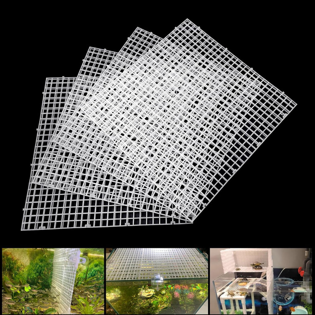 Adjustable Aquarium Fish Tank Divider Filter Bottom Plastic Grid Fish Tank Isolation Board Egg Crate Tray(White, 4pcs 11.8X11.8Inch with 0.35Inch Hole)