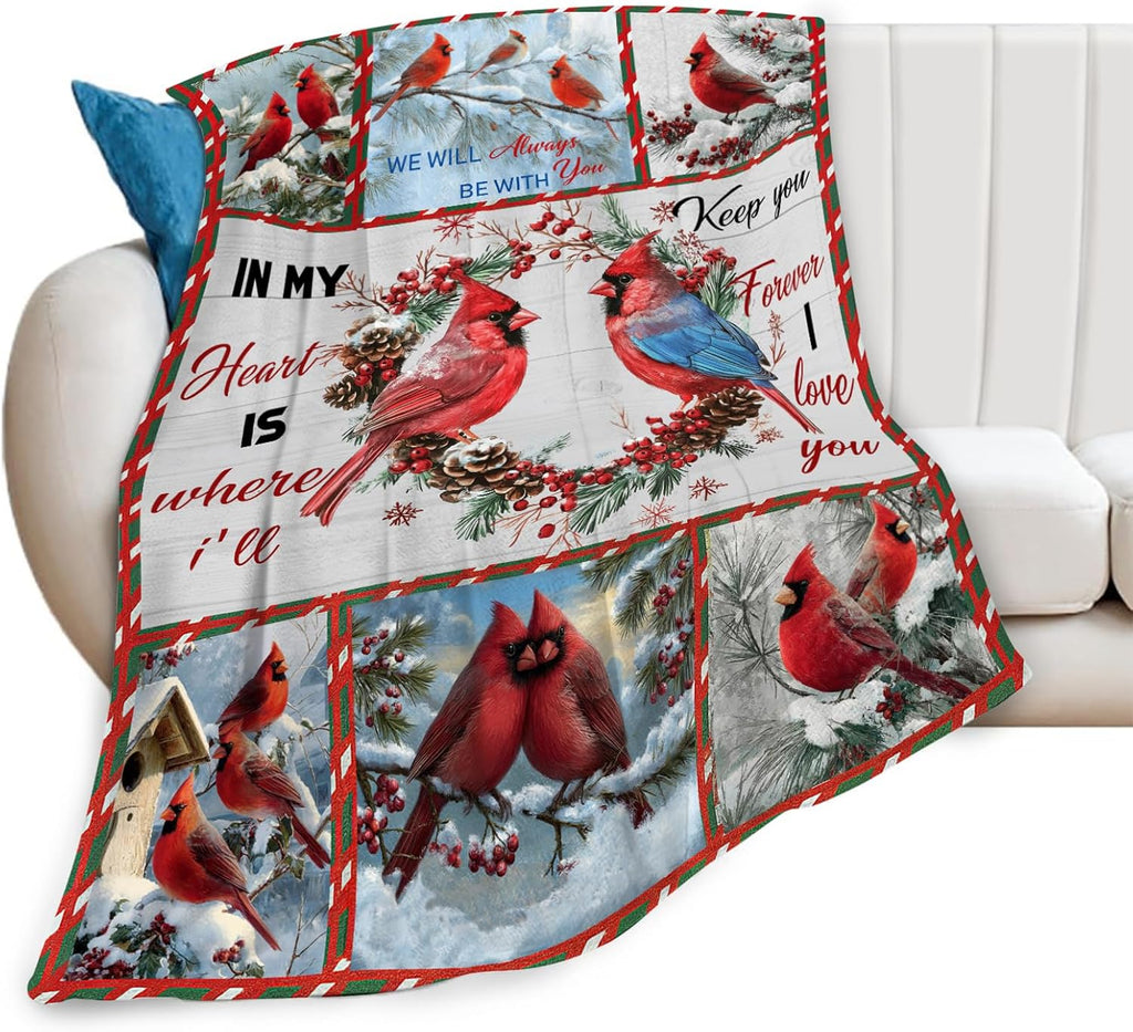Cardinal Blanket Red Bird Throw Blankets for Girls Boys Kids Cardinal Lover Soft Cozy Fleece Plush for Couch Sofa Bed 50"x40"