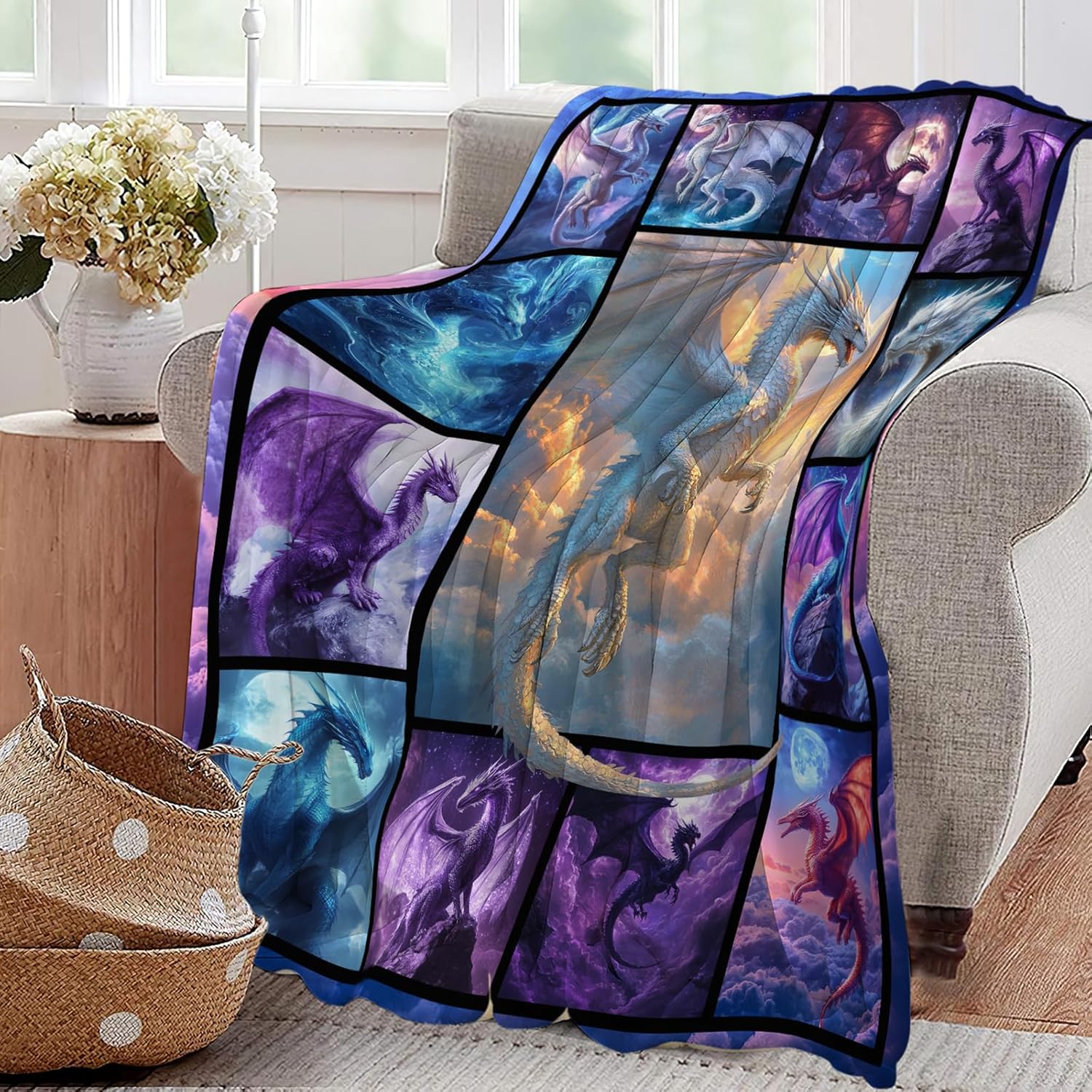 Dragon Blanket Dragons Lover Throw Blankets Gifts for Girls Boys Kids Dragon Lover Soft Cozy Fleece Plush for Couch Sofa Bed 50"x40"