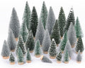 DearHouse 30PCS Artificial Mini Christmas Trees, Mini Pine Tree Sisal Trees with Wood Base Bottle Brush Trees for Christmas Table Top Decor Winter Crafts Ornaments (Silver, 30)