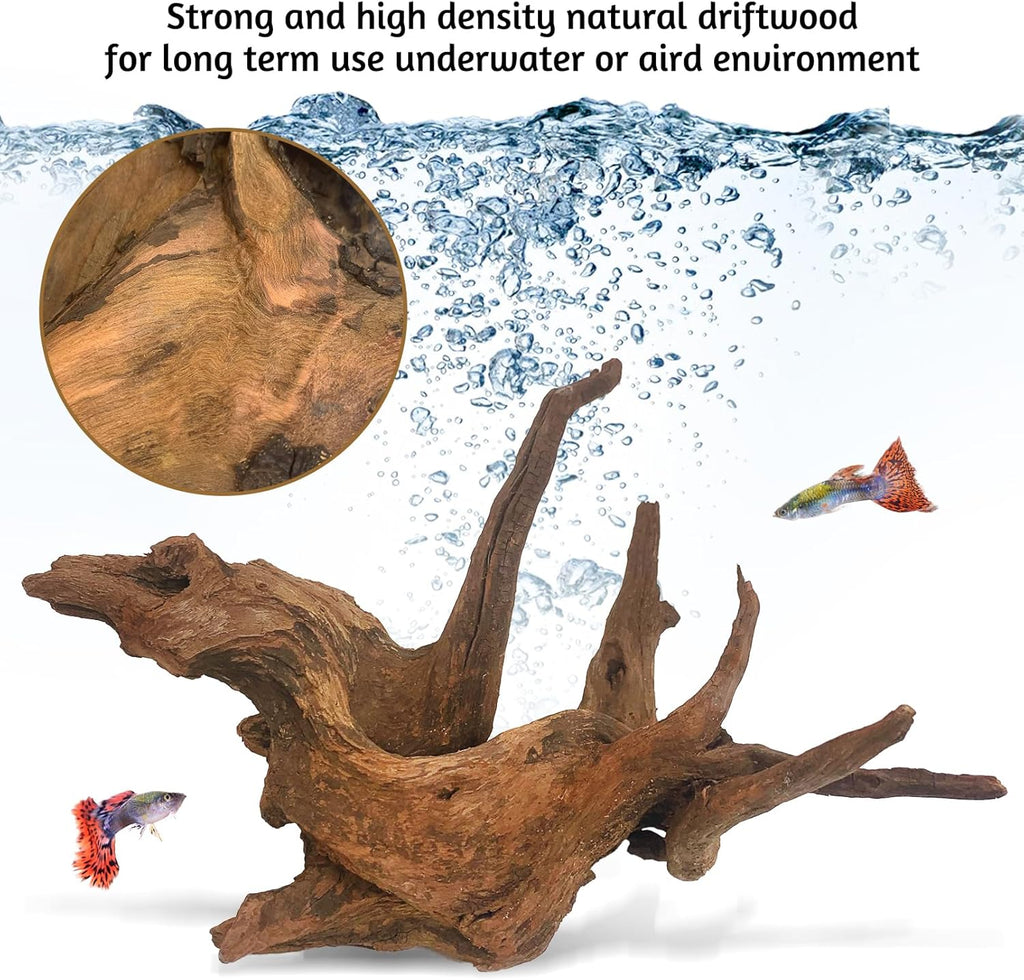 kathson Natural Aquarium Driftwood Decoration Branches Reptiles Terrarium Ornament Wood Fish Tank Habitat Decor Assorted Sizes Wood 4 PCS (6"-10")