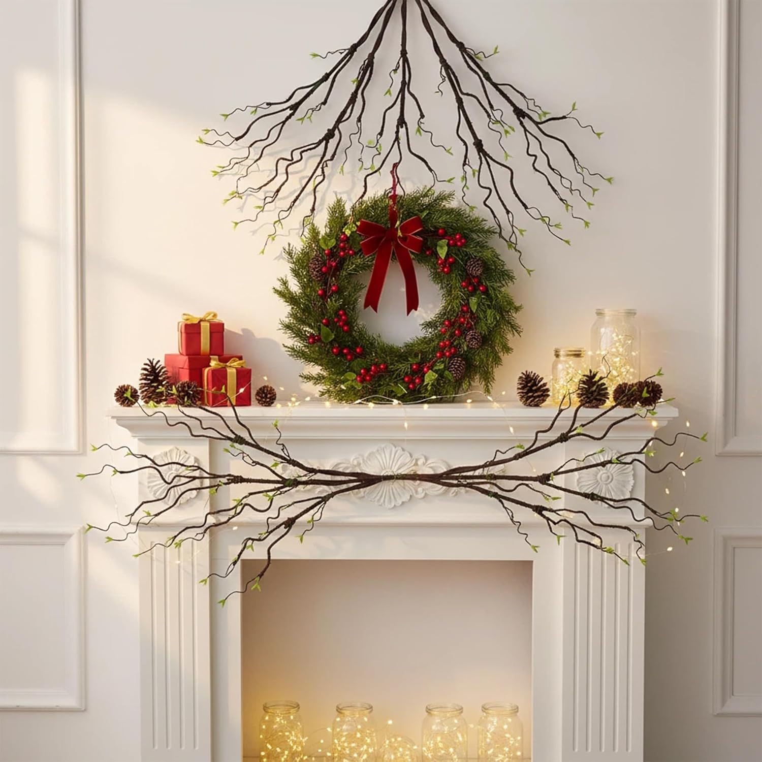 4pcs-40 inch Green Leaf Moss Simulated Artificial Tree Vine is Suitable for Home Decor Outdoor Wedding Commercial Halloween Christmas and Other Scene Decorations