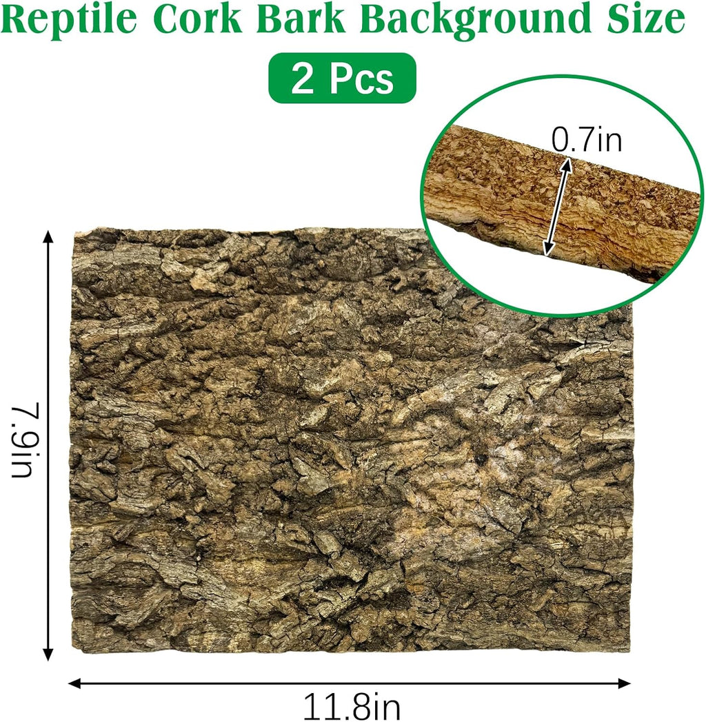 kathson 2PCS Thicker Cork Tile Background Bark 11.8”Lx7.9”Wx0.7”H Reptile Tank Backgroun Terrarium Background Natural Reptile Climbing Mat for Spider Gecko Lizard Chameleon Bearded Dragon Turtle Snake