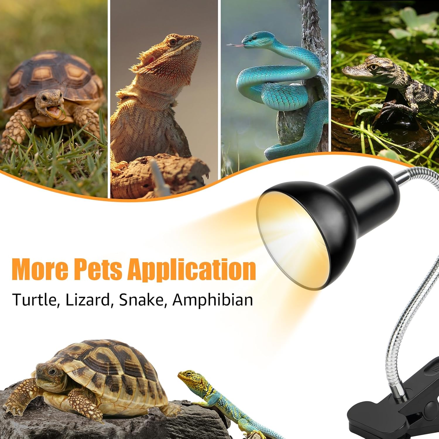 Reptile Heat Lamps, UVA/UVB Turtle Heat Lamp,Turtle Aquarium Light Bulbs, Heating Lamps with Cycle Timer, 360° Rotatable Heat Lamp for Lizard Turtle Snake Aquarium Aquatic Plants,2 Heat Bulbs 110V