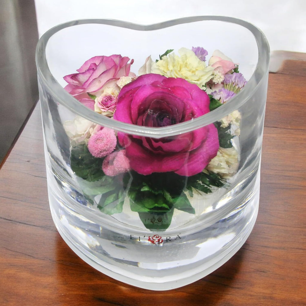 Fiora Flower | Premium Preserved Roses in Glass Vase | Lasts 5 Years | Long-Lasting Real Roses for Christmas, Weddings, Birthdays