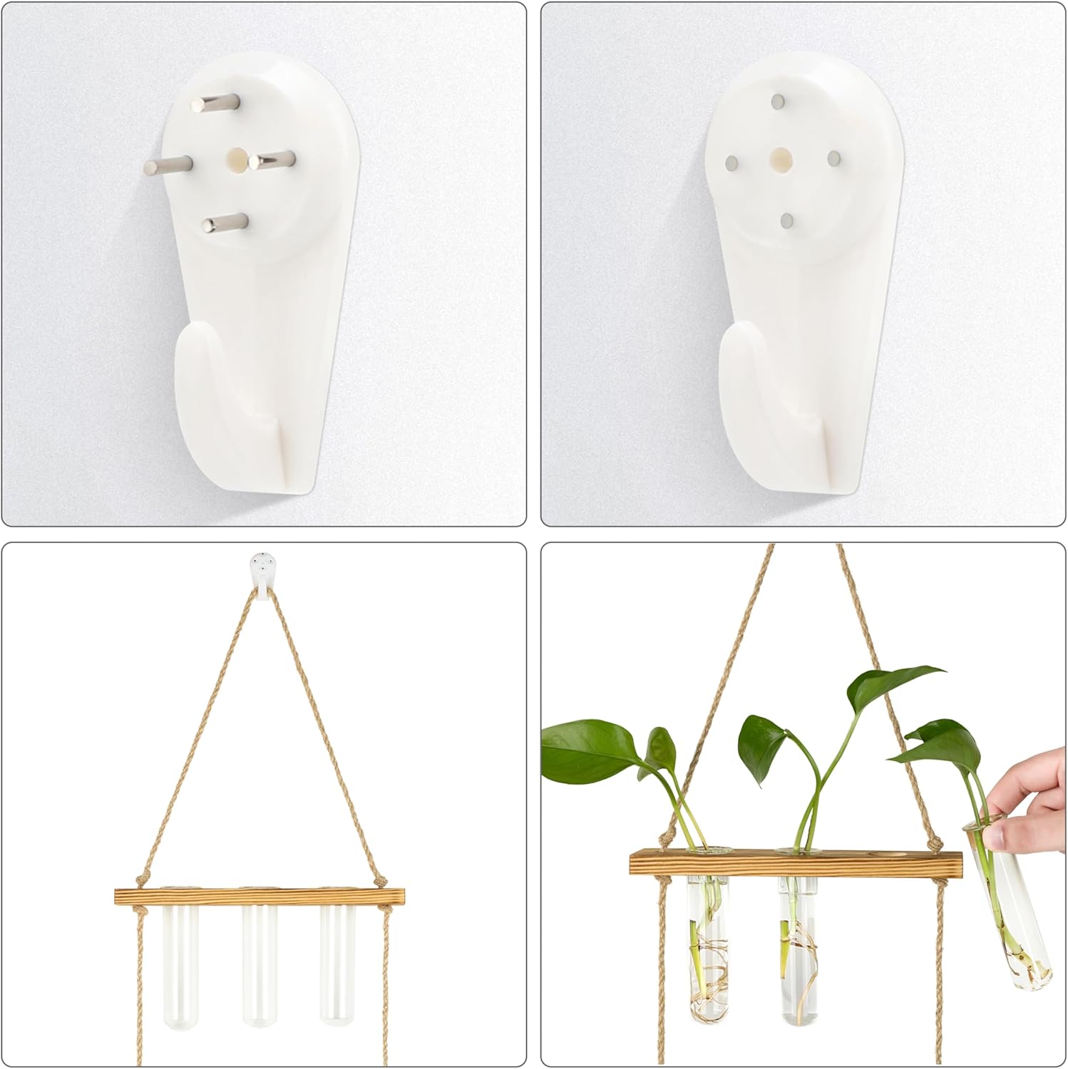 Wall Hanging Propagation Stations 3 Tired Wall Planter Terrarium with Wooden Stand and Glass Test Tubes Plant Hanger Flower Vase for Home Office Wall Decor Hydroponic Cuttings