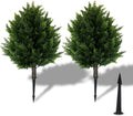 Artificial Cypress Topiary Tree, Indoor Outdoor UV-Resistant Plant Decor, 16.5 Inch Height, Lifelike (2)