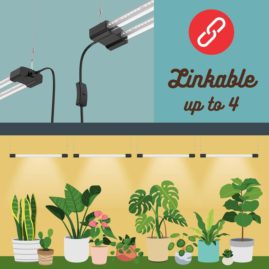 3FT LED Succulent Terrarium Plant Grow Light Linkable Full Spectrum Daylight with Enhanced 660nm Red and 450nm Blue LightTech Indoor Lighting Fixture (3 FT)