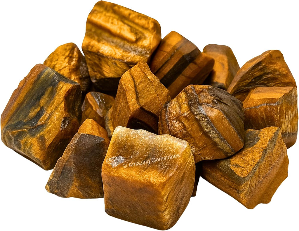 Amazing Gemstone 2 Pieces Tiger Eye Raw Crystals and Healing Stones, Natural Rocks for Tumbling and DIY Raw Stones and Crystals