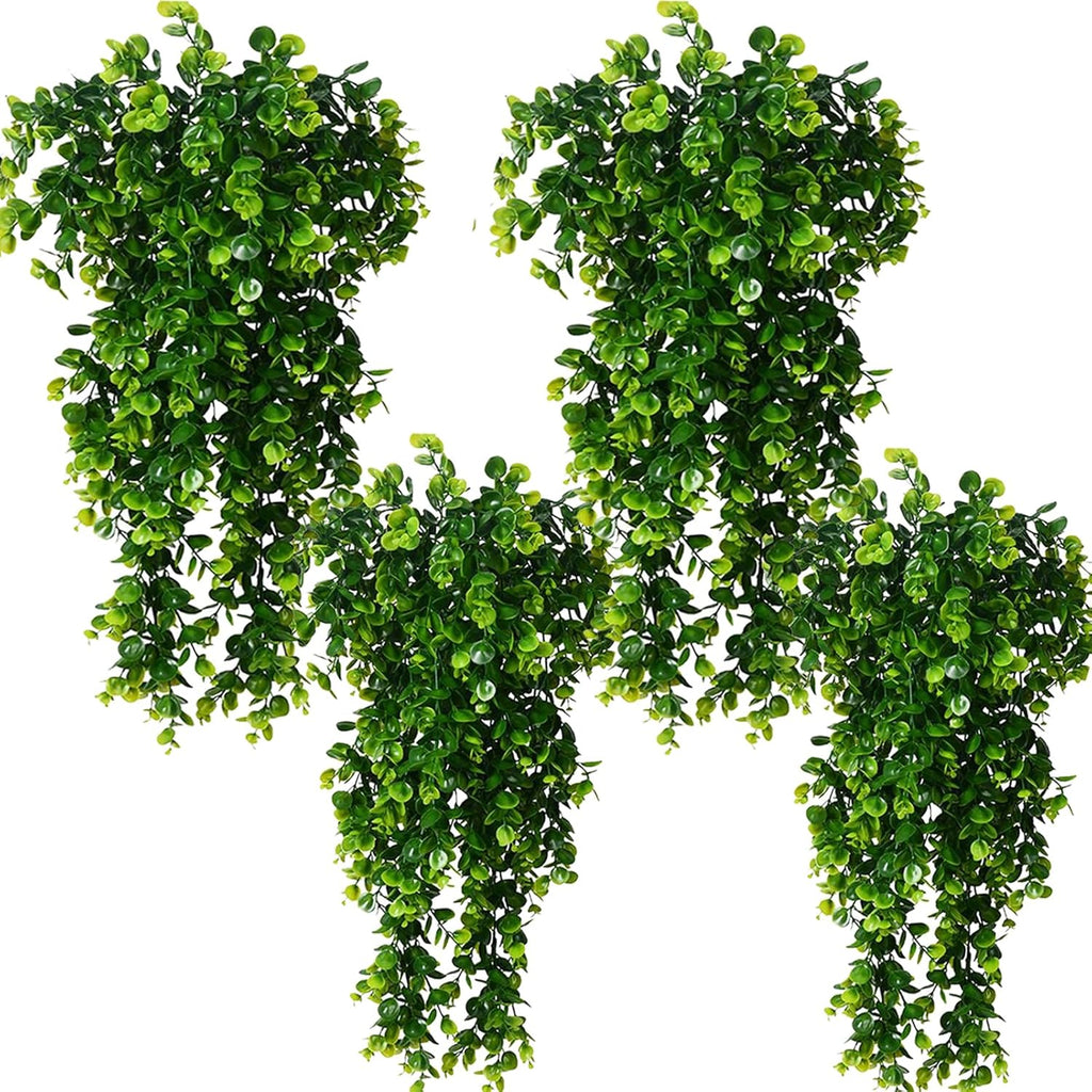 Hanging Fake Plants,4 Pcs Faux Eucalyptus Leaf Greenery Vine Plant Faux Plants Fake Ivy Room Decor Home Garden Wedding Party Indoor Outdoor Decorations (Fake Vines)