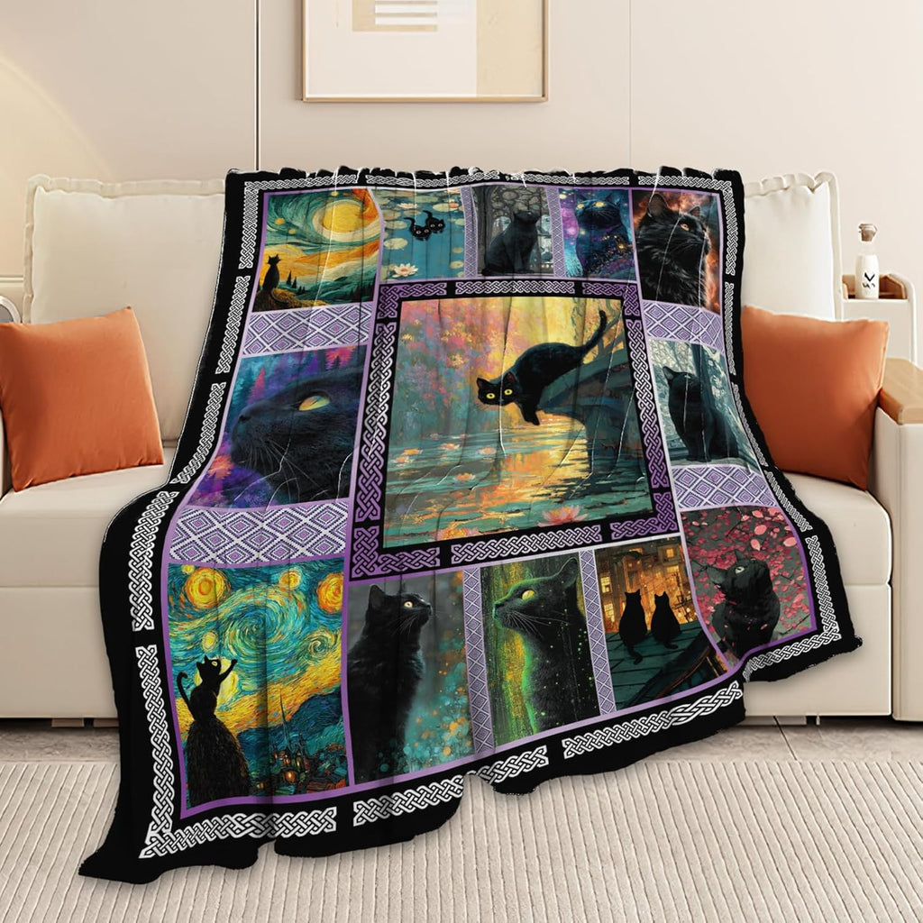 Cat Throw Blanket Cat Stuff Gifts for Kids Girls Boys Adults Women Men Soft Cozy Warm Plush Fluffy Fuzzy Fleece Blanket Decor 50''X60''