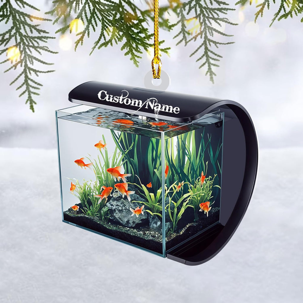 Personalized Aquarium Christmas Ornament, Fish Christmas Ornament, Gift for Fish Lover, Custom Aquarium Christmas Tree Keepsake, Kids First Gift Ideas, Pet Kids Ornament (AFT7)