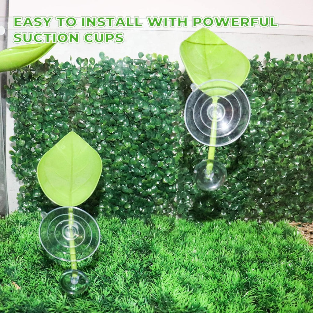 3 Pack Plastic Leaf Decorations with Suction Cups, Gecko Tank Accessories, Reptile Terrarium Decorations for Crested Geckos, Leopard Geckos