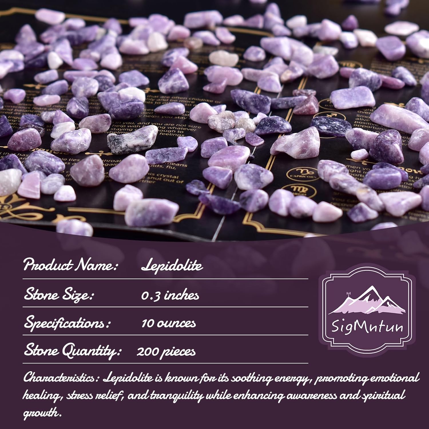Polished Lepidolite Crystal Chips 200 Pcs - 0.3" 10 oz Tumbled Stone Chips Crushed Sea Glass Stones Healing Reiki Crystal Making Home Decoration