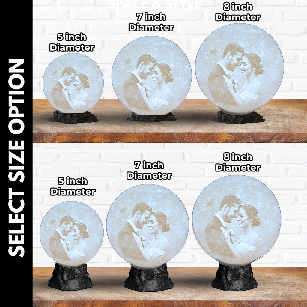 Personalized Moon Lamp with Custom Photo & Text - 3D Printed Night Light - Custom Moon Lamp - 3 Temp Led - Unique Gifts for Women, Girlfriend - Decor for Weddig Anniversary, Birthday