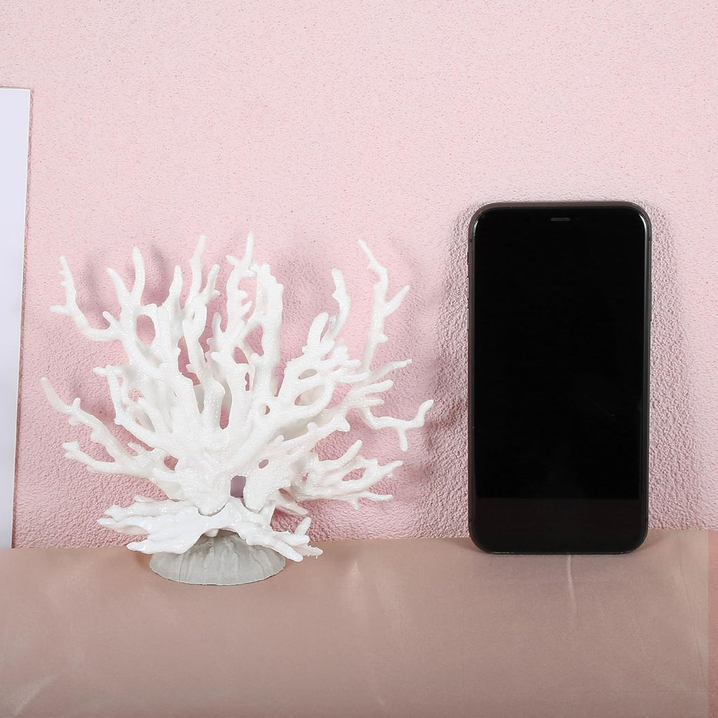 VOCOSTE Coral Reef Decor, Mini Faux Coral Decor for Aquarium Decorations, White,6.5"x5.83"