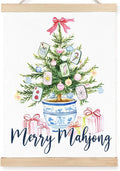 FDHSPAAM Chinoiserie Christmas Mahjong Tree Wall Art Decor, Gifts for Mahjong Players Lovers, Preppy Grandmillennial Christmas Tree Wall Art Posters for Home Bedroom Living Room, 12x16 Inch
