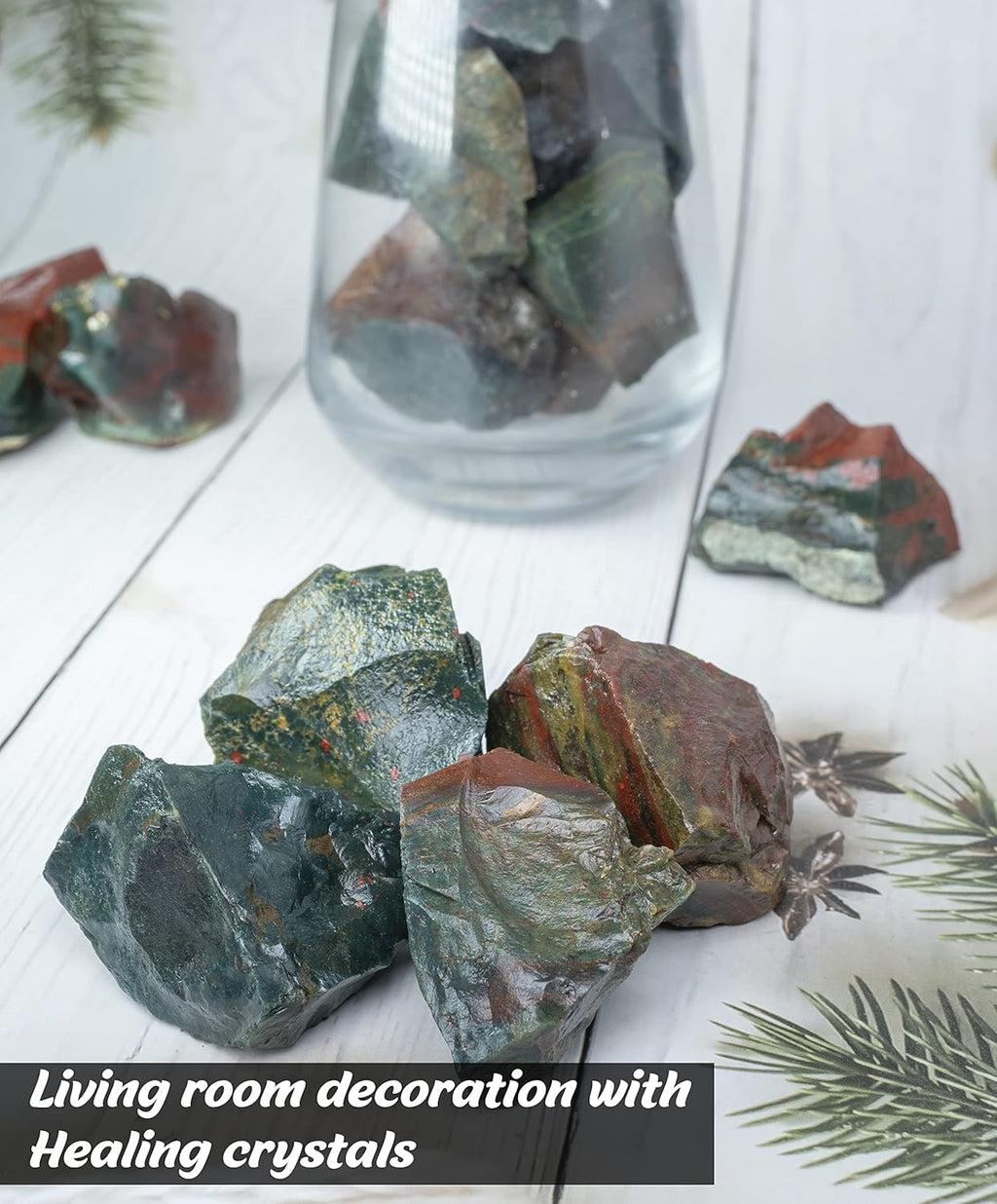 Crocon Bloodstone Rough Bulk Natural Stone Raw Stone Tumbling Cabbing Polishing Mining Chakra Balancing Reiki Healing Good Luck Home Office Decor Weight :-1Lb Approx