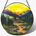 8-Inch Stained Glass Ornament, Nature Suncatchers for Window Hanging, Window Hanging Decor Suncatcher, Mountain Range Ornament | Holiday, Mother’s Day, Christmas, Housewarming | Gifts for Mom &Friend
