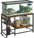 Bestier 55 Gallon Fish Tank Stand with Power Outlet, 49x13 Metal Aquarium Stand with Filter Storage, 6-Leg Long Reptile Tank Stand with 3-Tier Adjustable Storage Shelves, 700LBS Capacity
