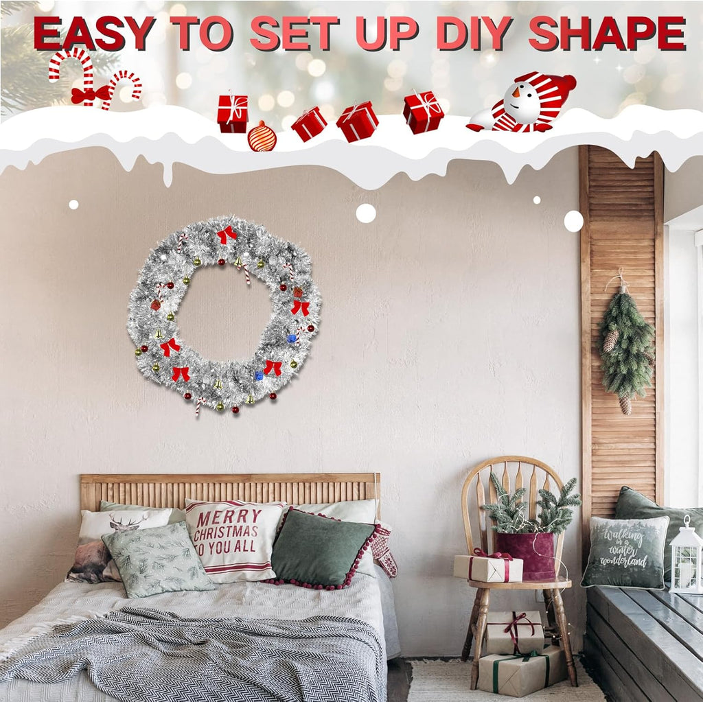 4 Pack Silver Tinsel Garland - 200Ft Metallic Hanging Tinsel for Christmas Tree, Home & Party Decorations Indoor/Outdoor