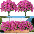 12 Bundles Artificial Flowers for Outdoors Decorations, Fake Flowers Artificial Plants Outdoor, Colorful Faux Morning Glory Realistic UV Resistant for Garden Patio Porch Home Decor (Rosered)