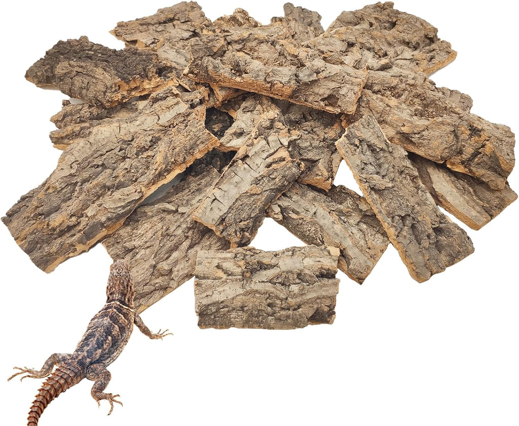 VCEPJH 1.5 LB Reptile Bark Bedding, Natural Cork Bark for Reptiles Flat Cork Wood Terrarium Substrate Tank Supplies for Snake Spiders Bearded Dragons Hermit Crabs Geckos