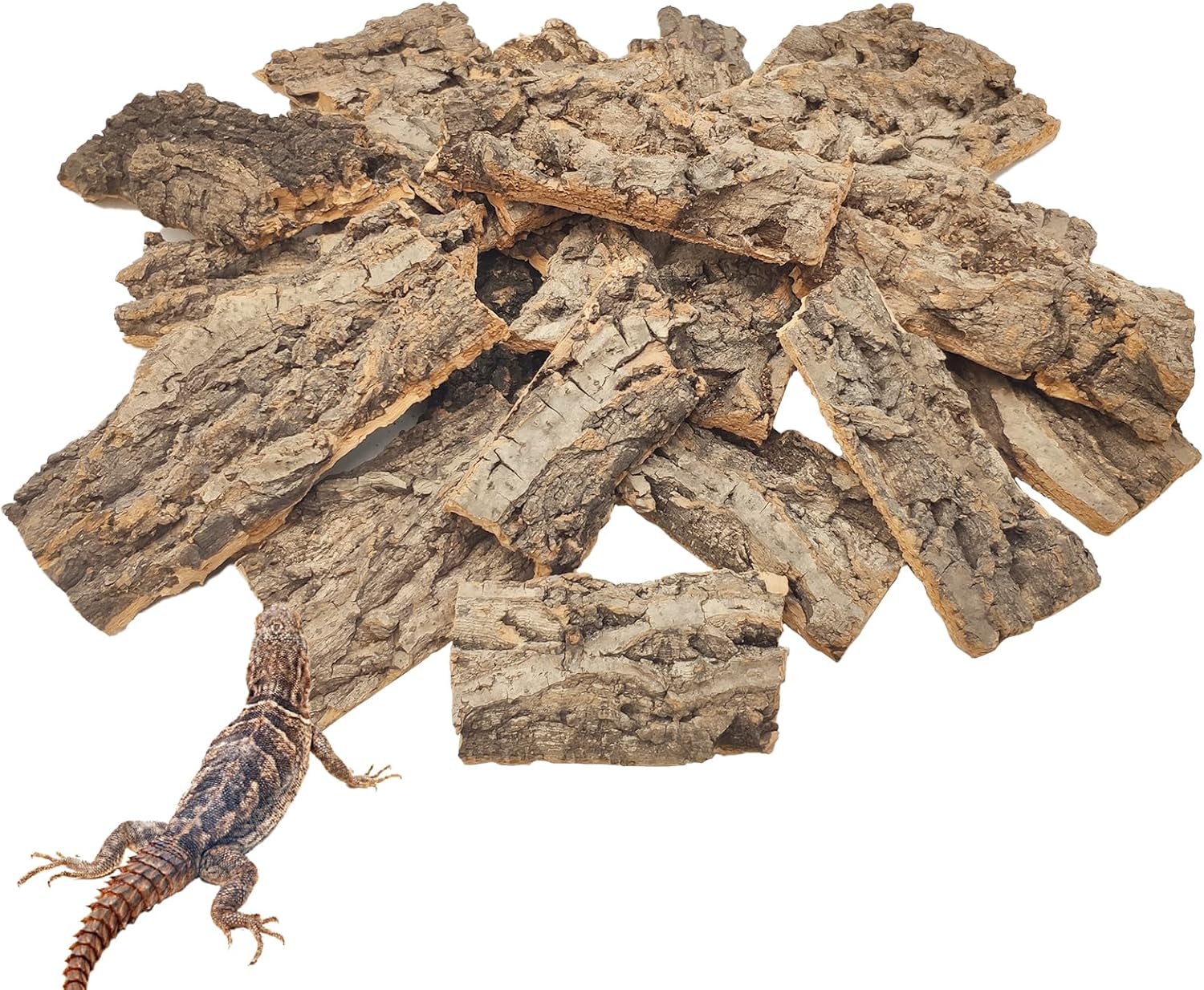 VCEPJH 1.5 LB Reptile Bark Bedding, Natural Cork Bark for Reptiles Flat Cork Wood Terrarium Substrate Tank Supplies for Snake Spiders Bearded Dragons Hermit Crabs Geckos