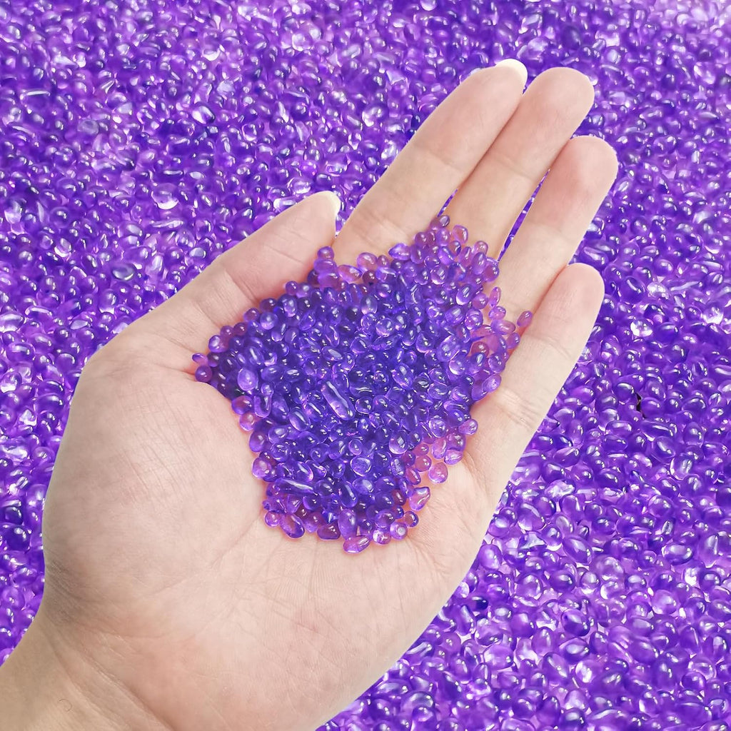 Keedolla Fish Tank Rocks Gravel 15 Oz, Betta Fish Tank Beads Pebbles Aquarium Glass Rocks Stones Marbles Small for Fish Tank, Vase Filler, Succulent Plants Decor - Purple