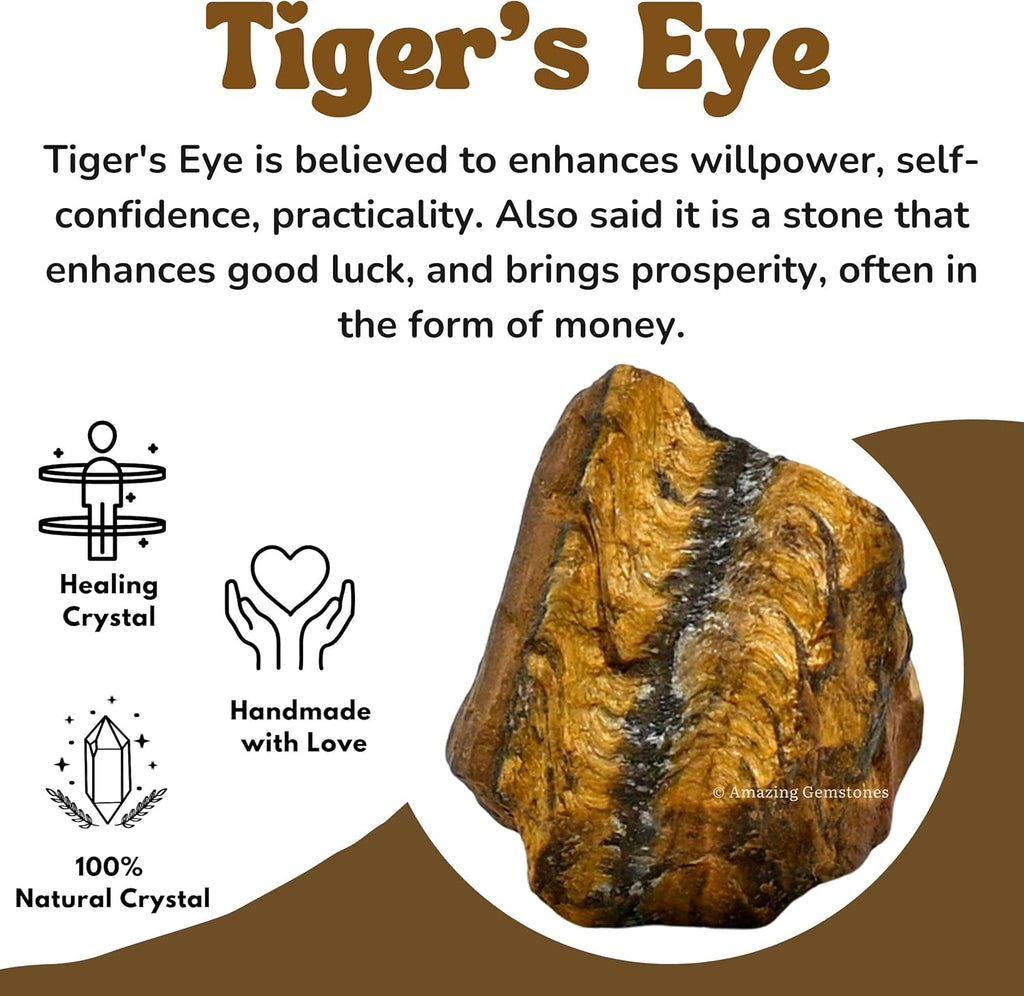 Amazing Gemstone Tiger Eye Raw Crystals and Healing Stones, Natural Rocks for Tumbling and DIY Raw Stones and Crystals (5 Pieces)
