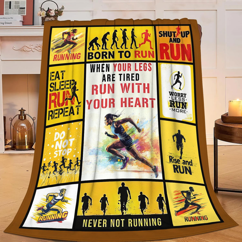 Run Blanket Running Throw Blanket Sports Flannel Stuff Merch Cozy Decor Fleece Plush Fuzzy Warm Soft Lightweight Bedding Gifts for Girls Women Men Boy Couch Sofa 50"X40"