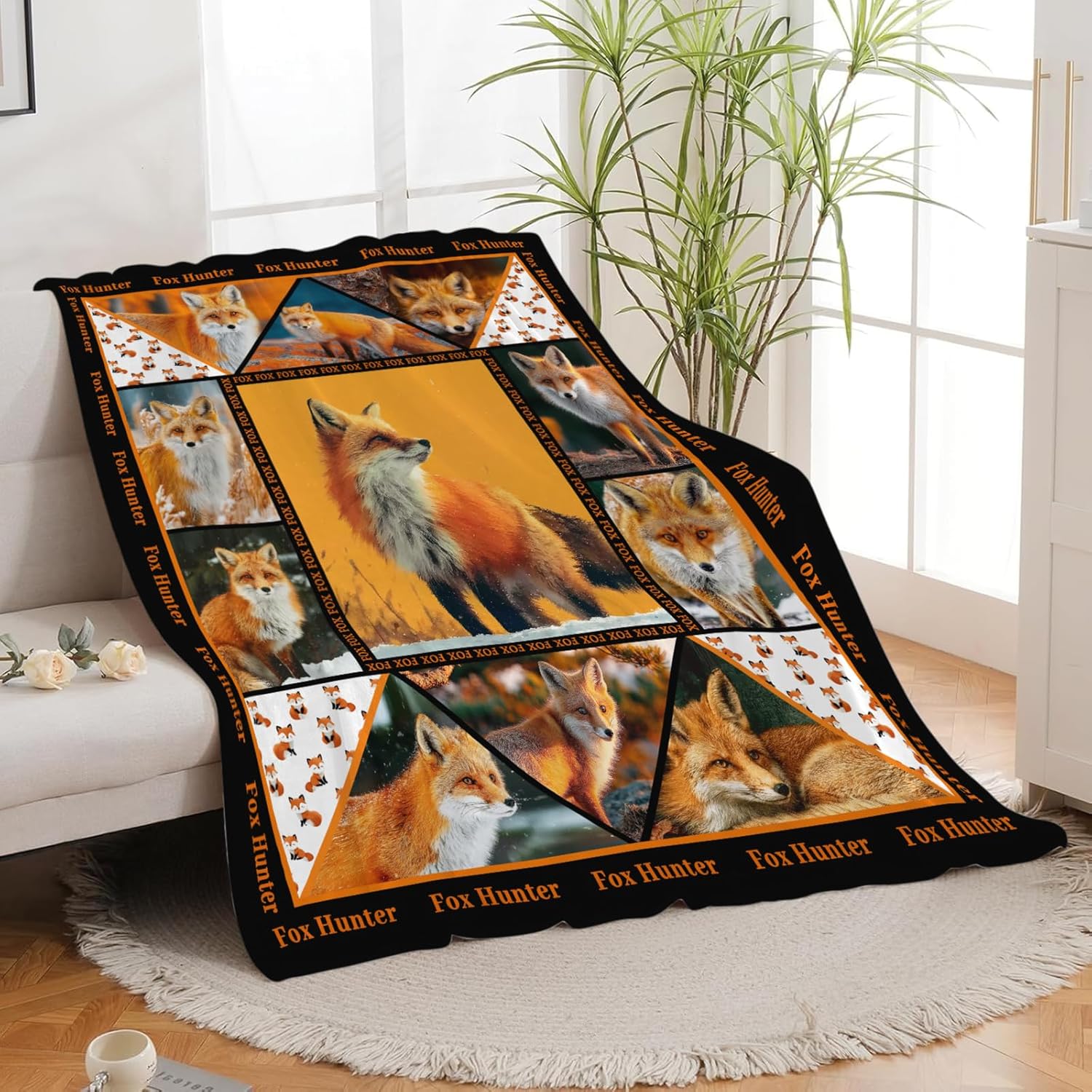Fox Throw Blanket Orange Fox Stuff Gifts for Kids Girls Boys Adults Women Men Soft Cozy Warm Plush Fluffy Fuzzy Fleece Blanket Decor 40''X50''
