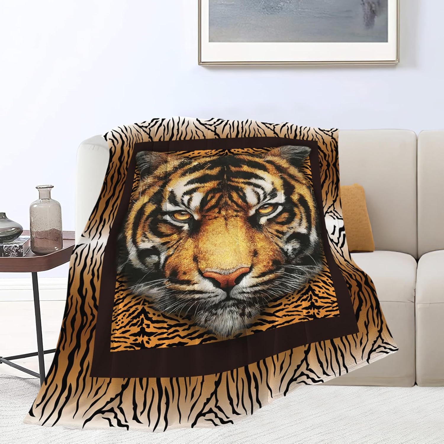 Tiger Throw Blanket Tiger Stuff Gifts for Kids Girls Boys Adults Women Men Soft Cozy Warm Plush Fluffy Fuzzy Fleece Blanket Decor 40''X50''