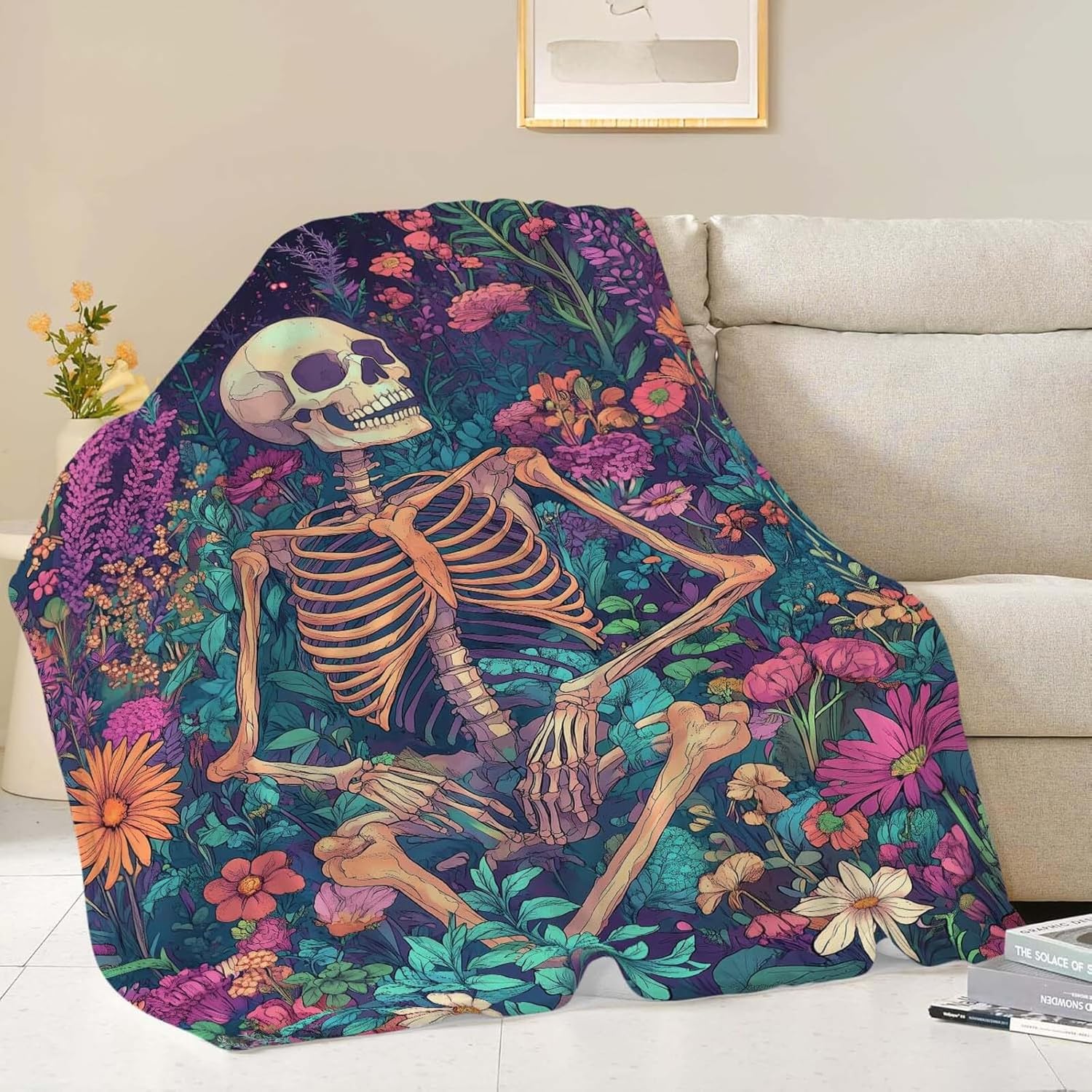 Skull Throw Blanket Skeleton Stuff Gifts for Kids Girls Boys Adults Women Man Soft Cozy Warm Plush Fluffy Fuzzy Fleece Blanket Decor 40''X50''