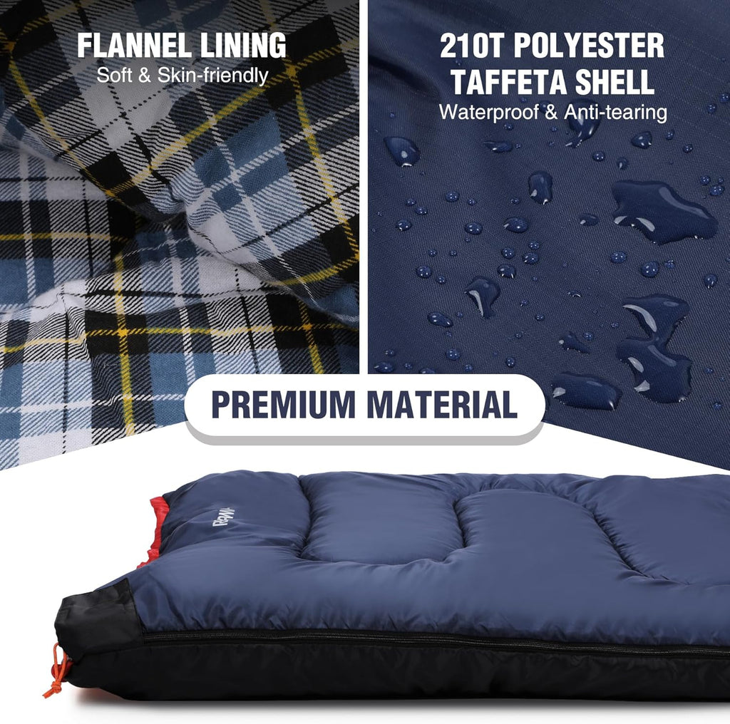 REDCAMP Cotton Flannel Sleeping Bag for Camping Backpacking, Adults Cold Weather Envelope Sleeping Bags with 2/3/4/6lbs Filling