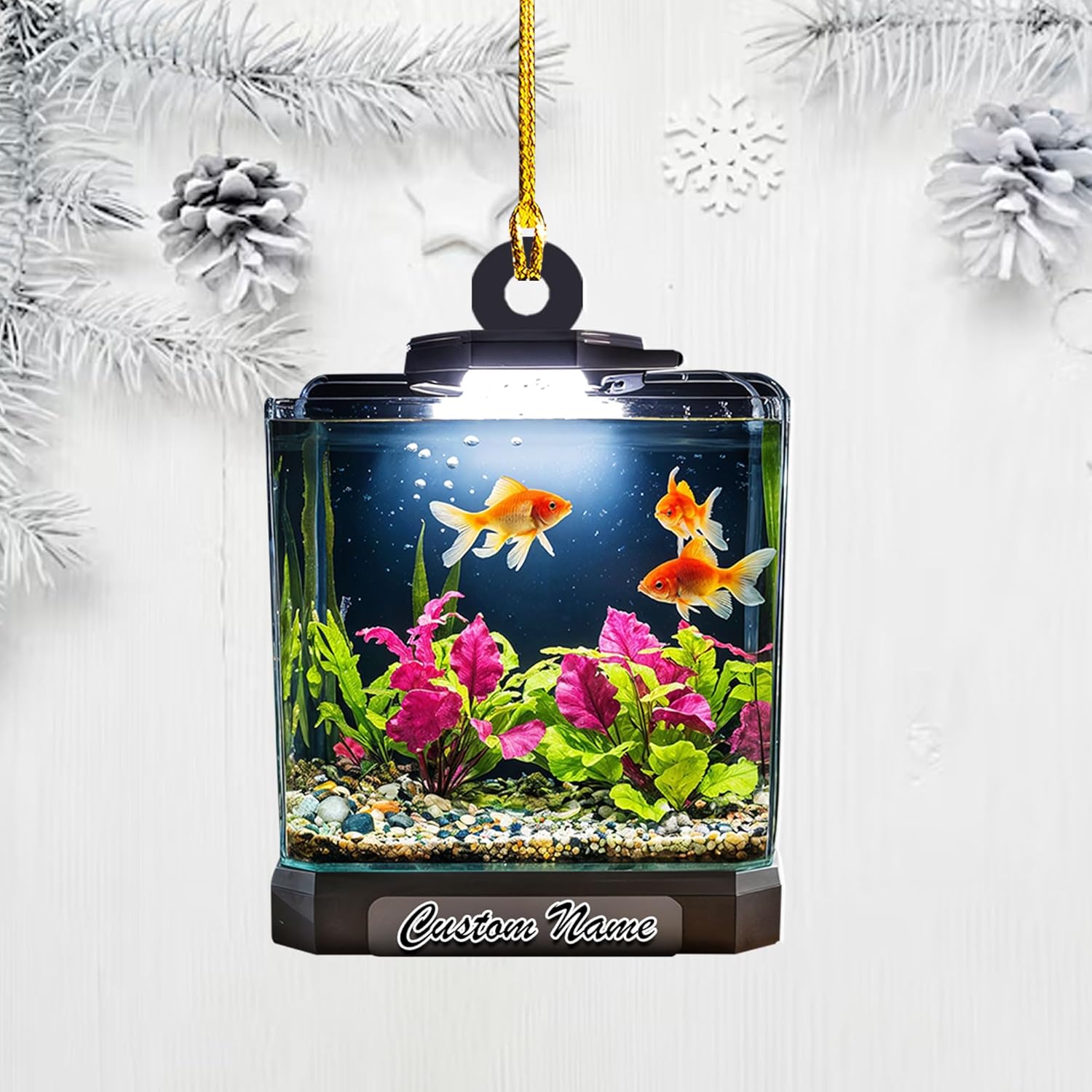 Personalized Aquarium Christmas Ornament, Fish Christmas Ornament, Gift for Fish Lover, Custom Aquarium Christmas Tree Keepsake, Kids First Gift Ideas, Pet Kids Ornament (AFT10)