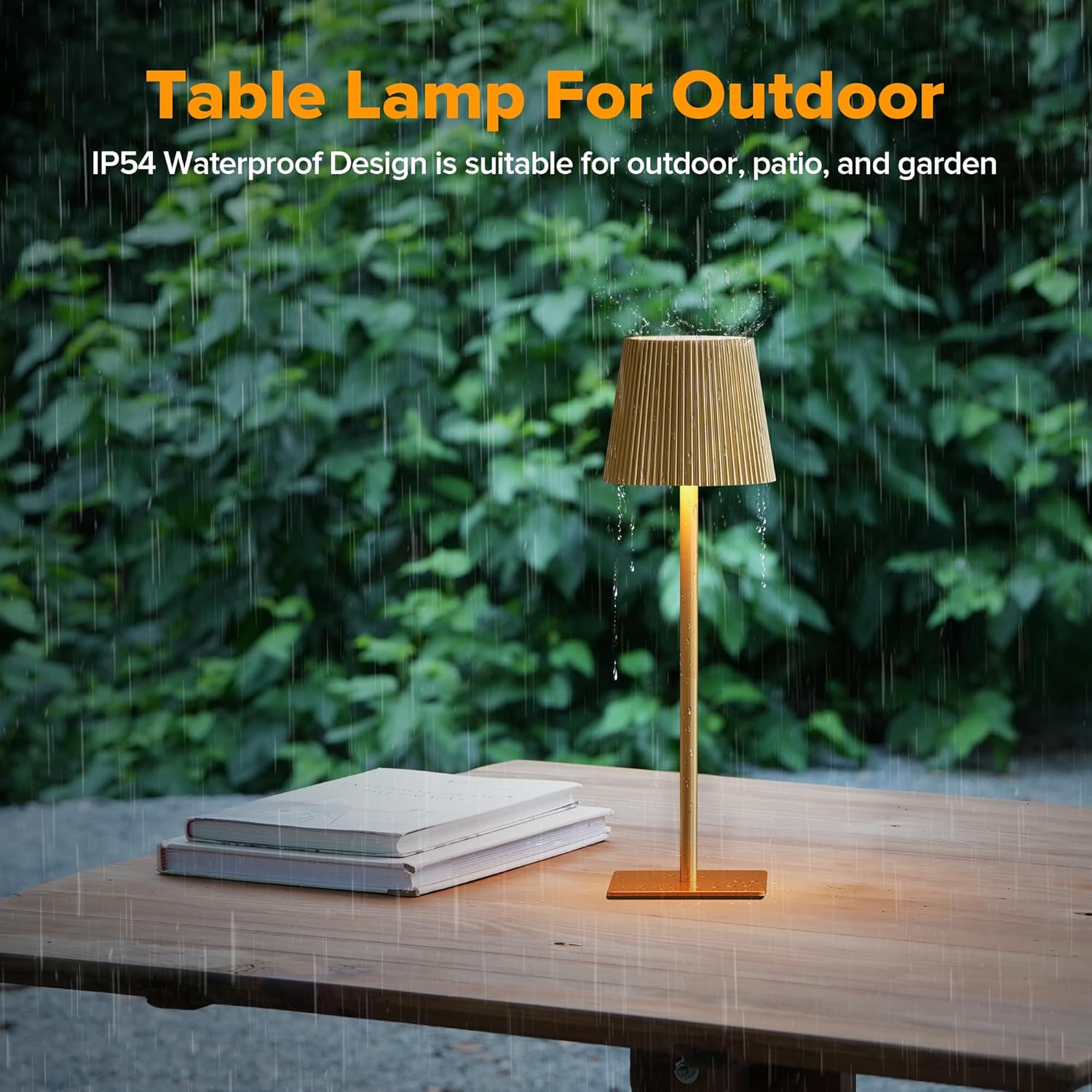 LUTEC 2 Pack Cordless Table Lamp,6000mAh Rechargeable Battery Operated Desk Lamp,Two Adjustable Heights,Waterproof, Touch Control & 3 Color Stepless Dimming for Restaurant/Bedroom/Bars/Outdoor (Gold)