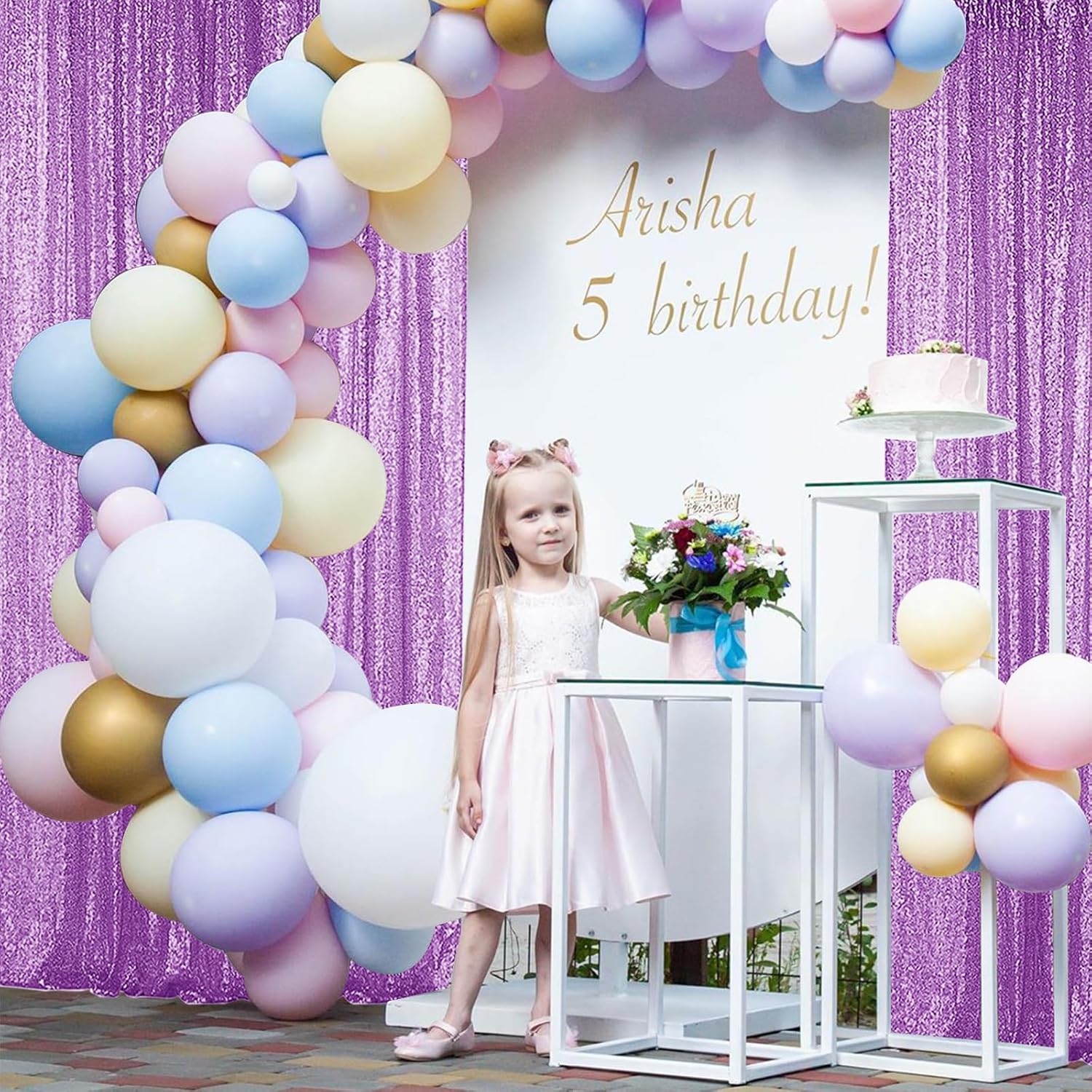 Sugargirl Lavender Purple Sequin Backdrop Curtain 2 Panels 2FTx8FT Glitter Lavender Background Drapes Sparkle Photography Backdrop for Party Wedding Birthday Wall Decoration