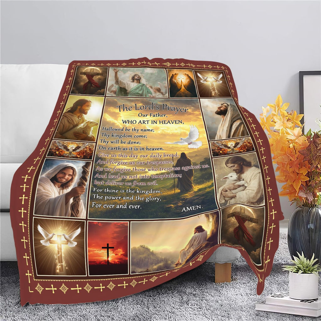Christian Jesus Blanket Inspirational Bible Verse Religious Faith Healing Prayer Throw Scripture Spiritual Catholic Gifts for Men Women Boys Girls Kids Adults Plush Fuzzy Fleece Decor 50''X60''
