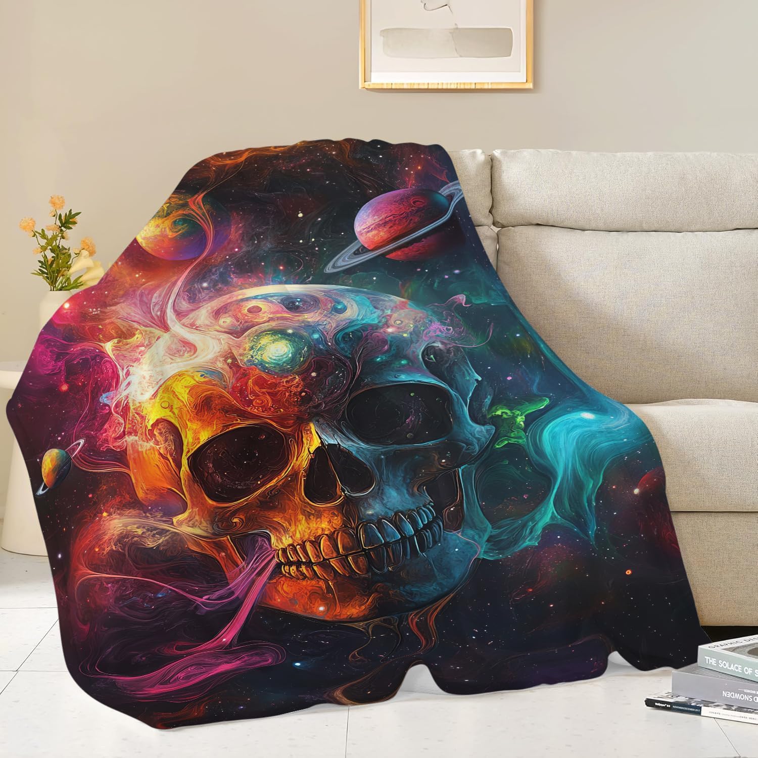 Skull Blanket Skeleton Throw Blanket Gifts for Women Girls Men Boys Kids Adults Super Soft Cozy Plush Fluffy Fuzzy Fleece Blanket Decor 60''X80''