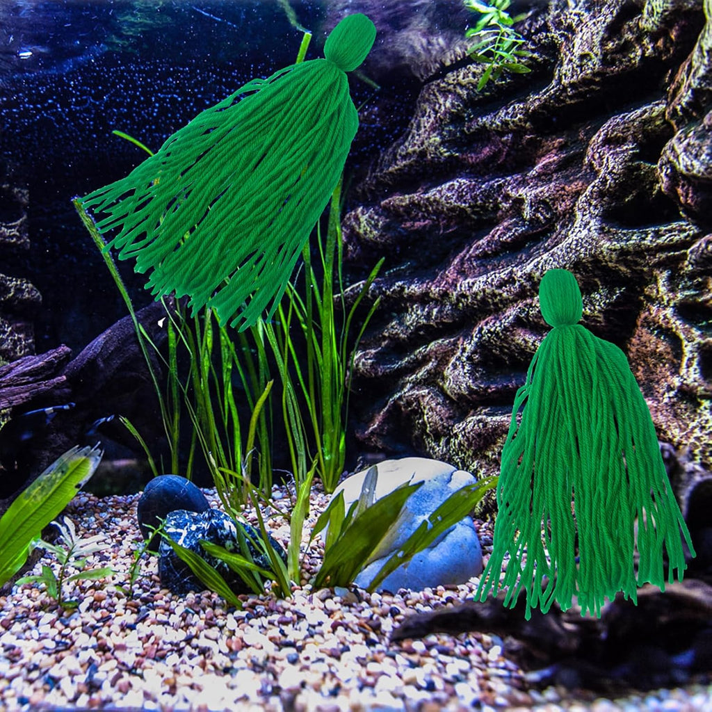 2PCS Fish Spawning Mops Fish Breeding Aquatic Plant Fish Hideout for Aquarium Floating, Fry Hiding Decorations, Green