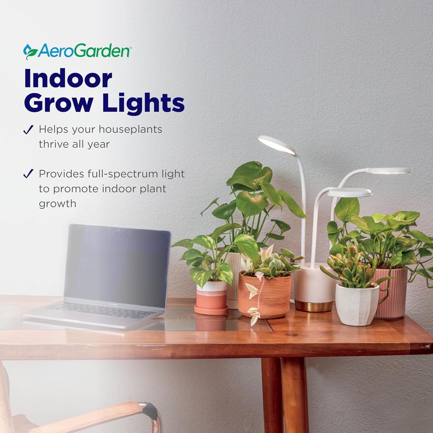 AeroGarden Trio Grow Light for Indoor Plants, Grow Live Plants Anywhere in The Home, Adjustable Light Modes, Cream