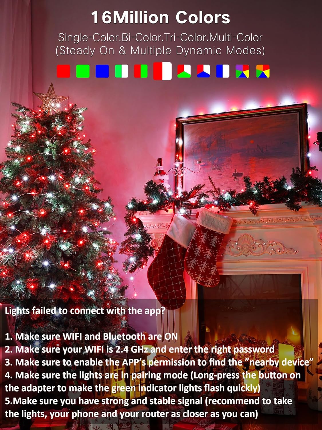 BrizLabs Smart Fairy Lights, 33ft 100 LED Color Changing Fairy Lights Work with Alexa/Google Home, WiFi Rainbow Christmas Light Dimmable RGB Twinkle Starry Light for Christmas Tree Home Party Decor