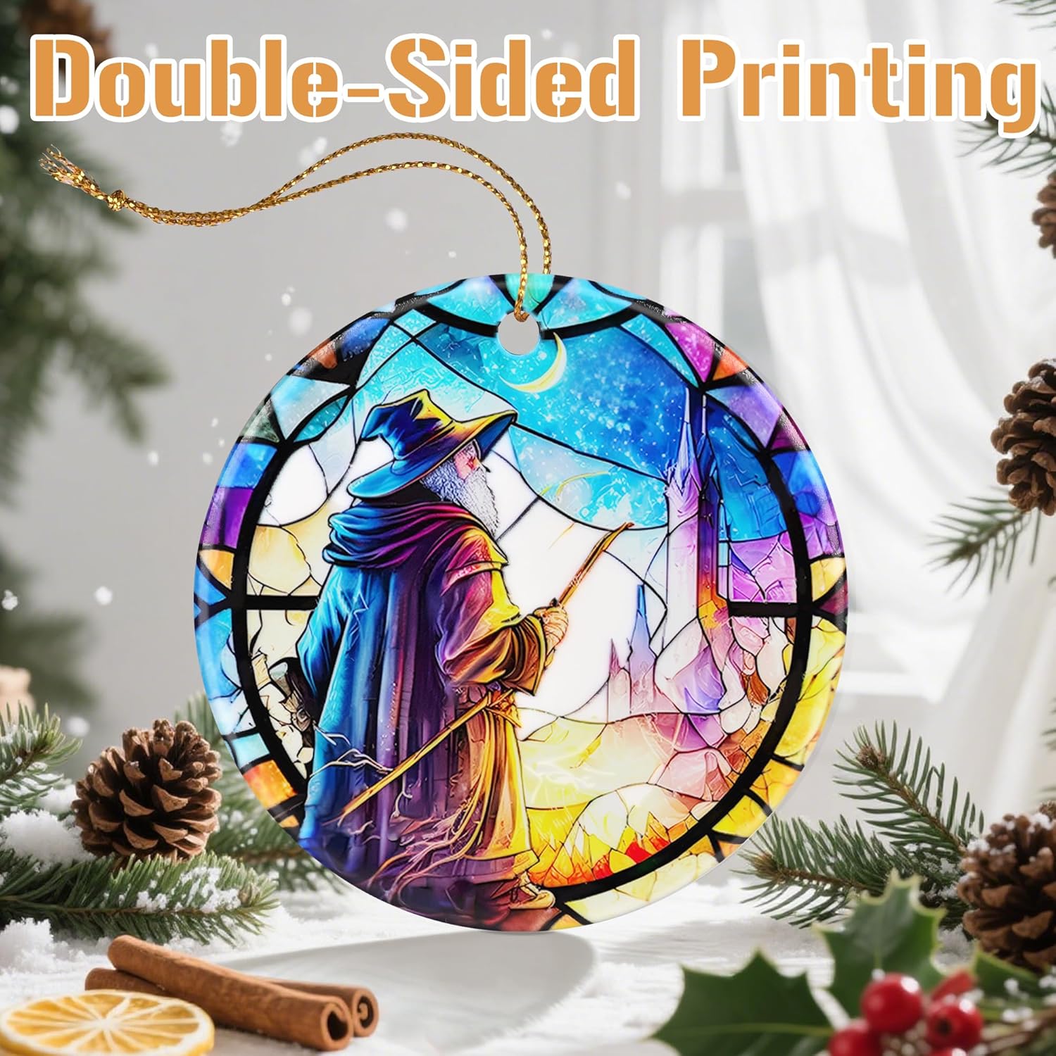Wizard Christmas Decorations for Tree, Christmas Ornaments, Keepsake Ornaments, Holiday Decor, Xmas Gifts, Gift for Fantasy Lovers, Gifts for Friends or Family