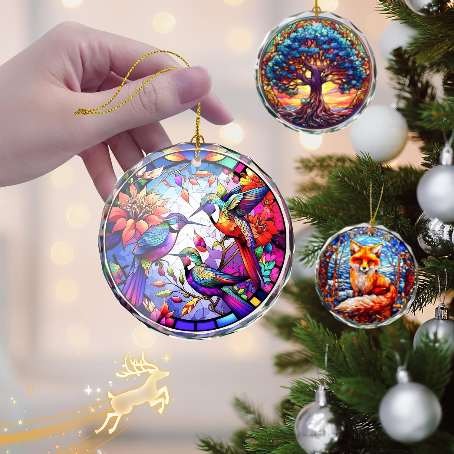 Hummingbird Stained Glass Ornament - Christmas Tree Decoration, Gift Exchange Present Idea