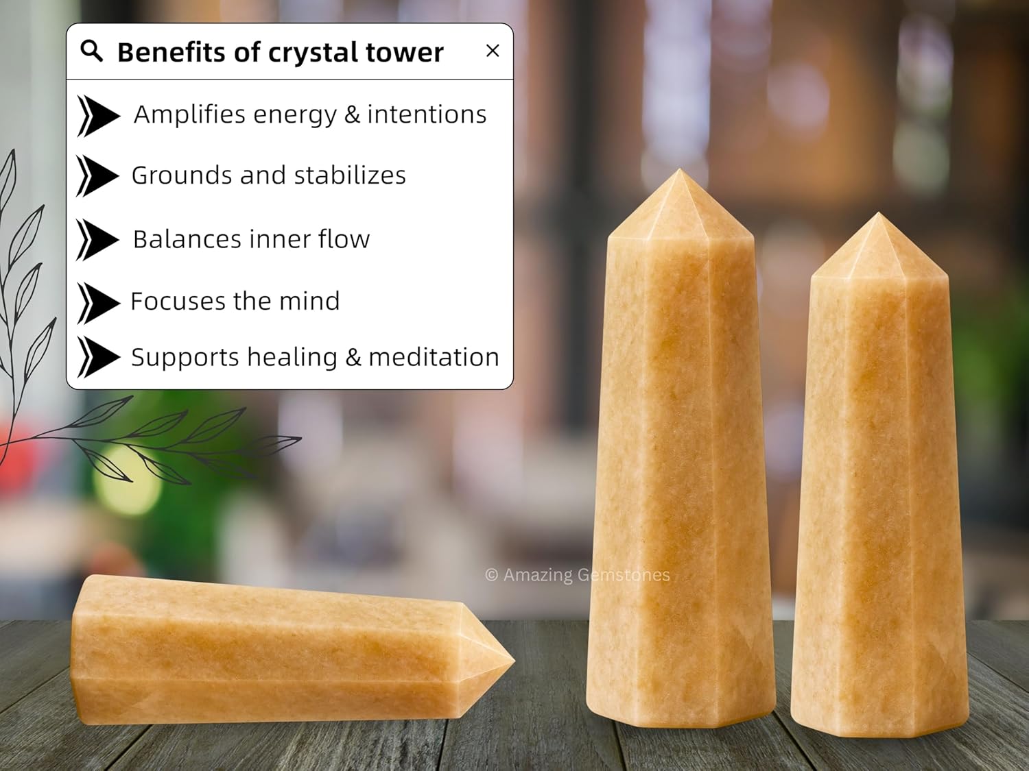 Amazing Gemstone Cream Moonstone Crystal Towers - Natural Healing Crystal Point Obelisk for Reiki Healing and Crystal Grid (2 Inch to 3 Inch)