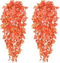 BLEUM CADE Fake Hanging Plants, 2pcs Artificial Hanging Plant, Faux Orange Vines Hanging Plant for Wall Home Living Room Indoor Outdoor Fall Decor (No Baskets)